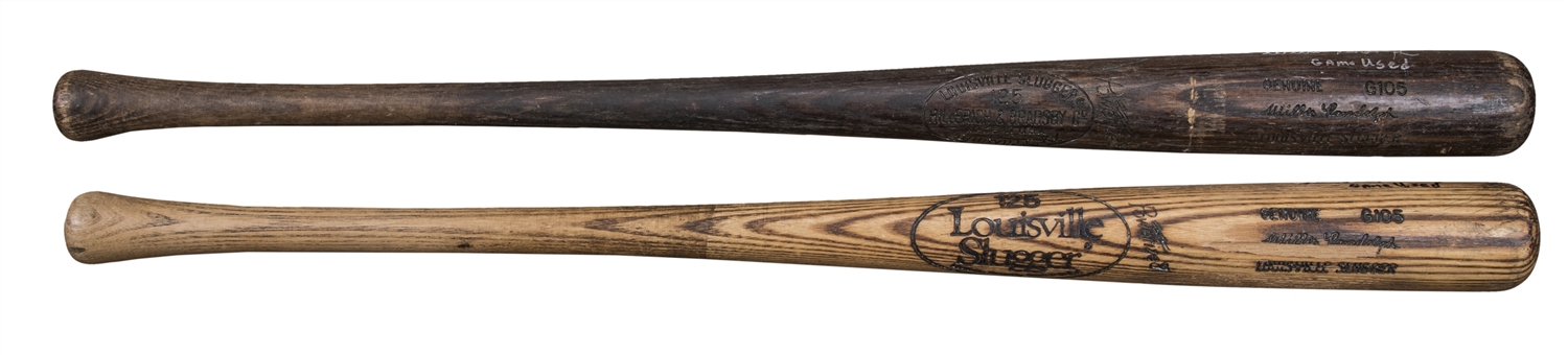 Lot of (2) Willie Randolph Game Used & Signed Louisville Slugger G105 Model Bats (Randolph LOA)